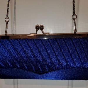 Royal blue satin clutch purse